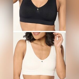 Breezies 2 Cool Comfort Wirefree Seamless Contour Bras Vanilla and Black XL NWT